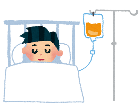 ベッドで休む人のイラスト
