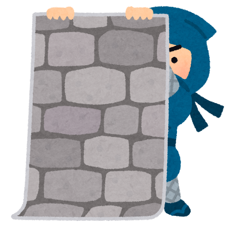 壁に隠れる人のイラスト